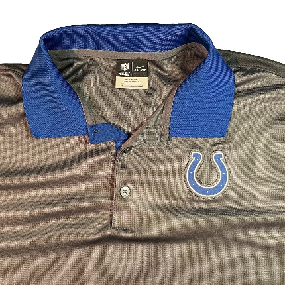 Nike NFL Indianapolis Colts Mens XL Blue Grey Dri-FIT On Field Polo Shirt